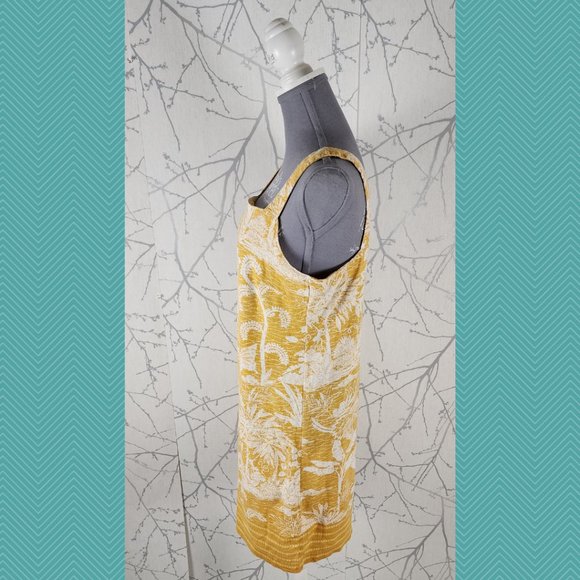 San Francisco Yellow Floral Printed Linen Blend Shift Dress - Picture 2 of 4